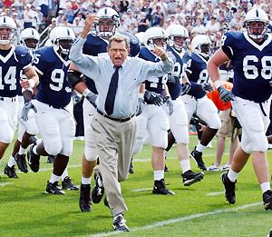 Pictured: Joe Paterno running faster than Evan Royster