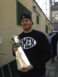 I snagged this from his twitter account, @NYG_J_Ballard85, like he snagged that Rose Bowl catch.