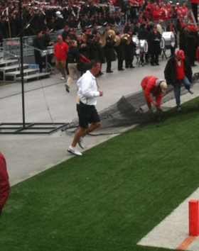 Urban Frank Meyer runs out of the tunnel for the first time