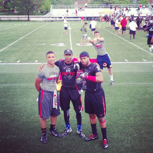 Shane Morris photobombing Ohio State recruits at the NFTC