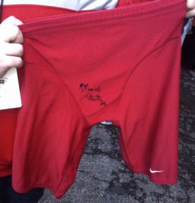 Autograpshed National Championship "game-worn" spandex courtesy of Titus