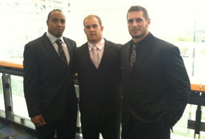 Etienne Sabino, Zach Boren and John Simon at Big Ten Media Days in Chicago