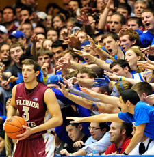 Duke's Cameron Crazies are notoriously hostile Duke's Cameron Crazies are notoriously hostile