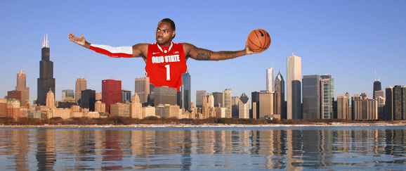 Sure, the game is being played in Columbus, but Deshaun Thomas needed a Chicago skyline shot
