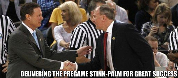 Thad Matta delivers a stink-palm to Bill Self