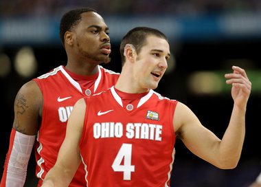 Aaron Craft and Deshaun Thomas during the Final Four game against Kansas