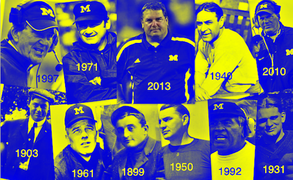 Carr, Schembechler, Hoke, Crisler, Rodriguez, Kipke, Moeller, Oosterbaan, Ferbert, Elliot, Yost