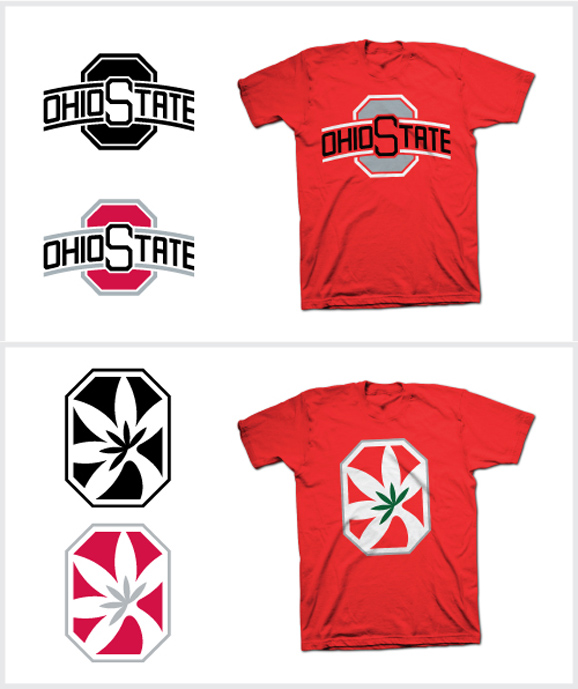 Two of the five alternative logos Blake Gantz whipped up for Ohio State