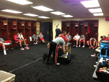 LaQuinton Ross called Kobe's locker on the flight out.