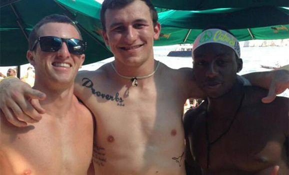 Johnny Manziel of Texas A&M has a tattoo of his biggest rival.