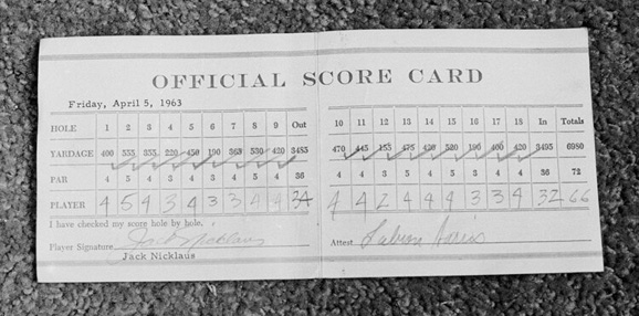 Jack Nicklaus scored a 66 in the 2nd round of the 1963 Masters