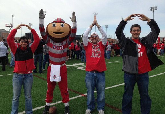 Brutus Buckeye joins fans for an O-H-I-O