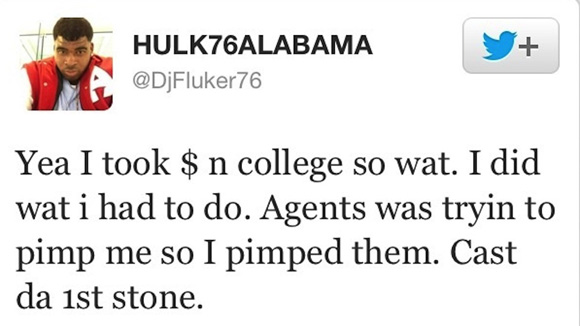 DJ Fluker admits to accepting money from agents while at Alabama. Or he was hacked.
