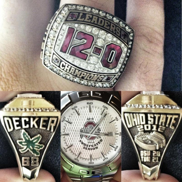 Taylor Decker's ring from Ohio State's 12-0 season