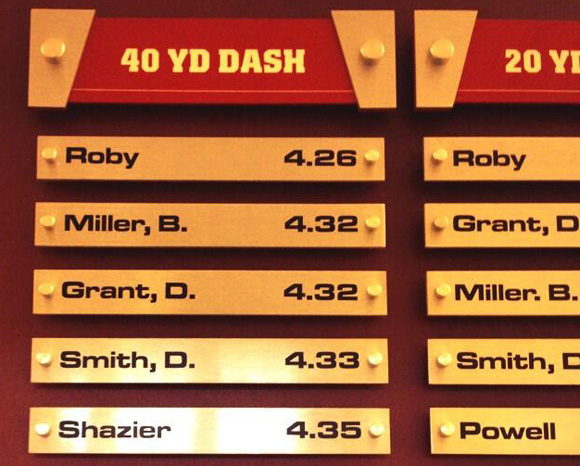 Braxton Miller runs a 4.32, but Bradley Roby runs a 4.26, according to Ohio State