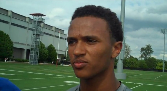 DeShone Kizer meeting with reporters after taking home the "Golden Ticket" at the Columbus Elite 11.