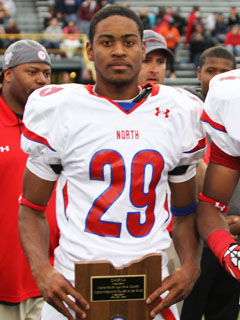Gareon Conley accepts his offensive MVP honors from the 2013 Ohio North-South Classic.