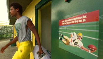 LeBron James as a young receiver for St. Vincent-St. Mary