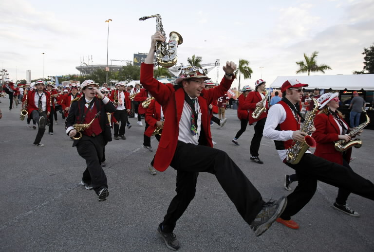 Stanford's band marches in anticipation of the 2011 Orange Bowl