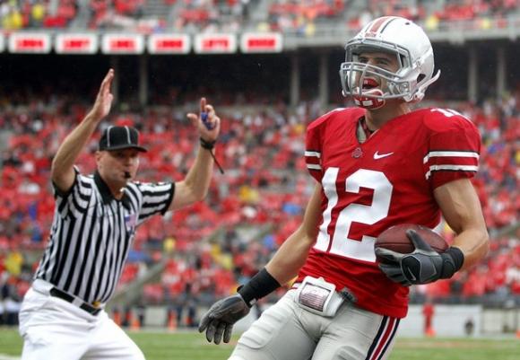 Sanzenbacher in the end zone: a familiar sight at Ohio State.