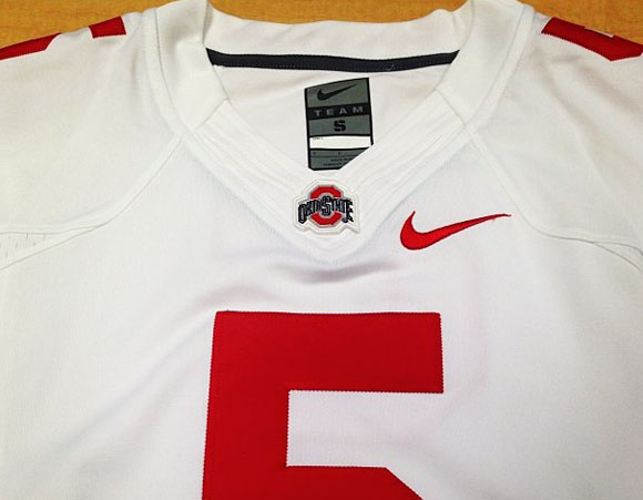 Nike's Flywire technology on the collar of Ohio State's new road jerseys
