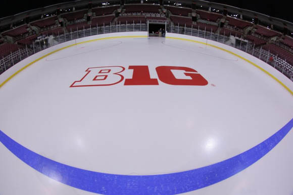 The #B1G logo on the ice and it's beautiful.