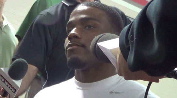 Ohio State safety C.J. Barnett speaks with reporters on Monday