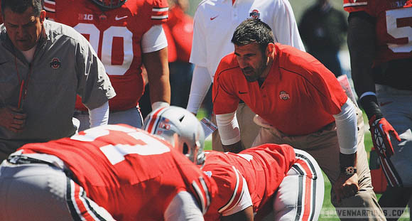 Ed Warriner has his Ohio State offensive line eating right, thanks to a team nutritionist and other services.