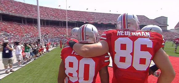 Chris Fields caught two touchdowns on the afternoon.