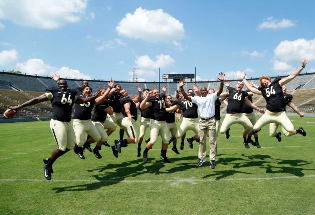 Darrell Hazell and his Boilermakers clowning around on Purdue football's media day