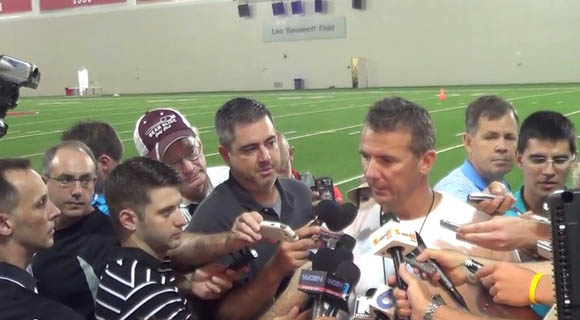 Urban Meyer addresses the media following practice No. 3