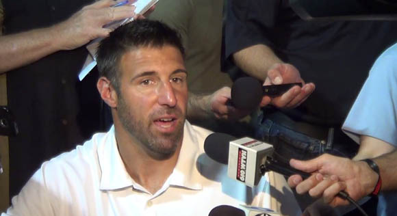 Ohio State DL coach Mike Vrabel at the team's 2013 media day