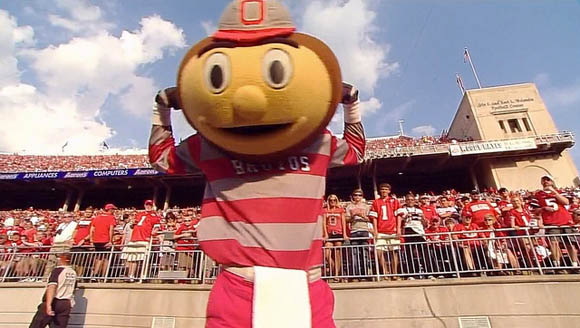 Brutus Buckeye was into it on a gorgeous day in Columbus.