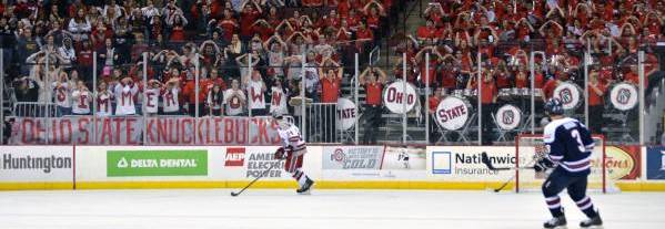 The Knucklebucks serenade Robert Morris during the Colonials' visit to Columbus in 2012