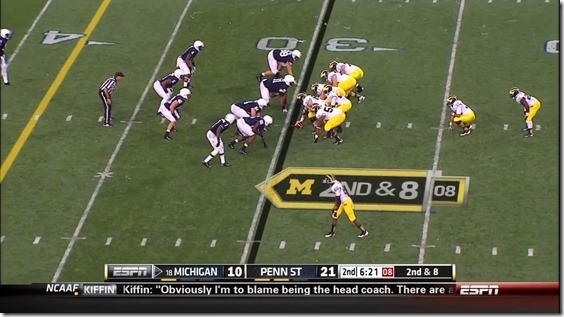 Michigan runs into an eight-man box with six blockers. Image taken from MGoBlog.