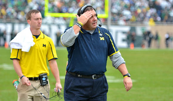 Thanks to an inept offense, Brady Hoke's seat is warming up. [MGoBlog/Fuller photo]