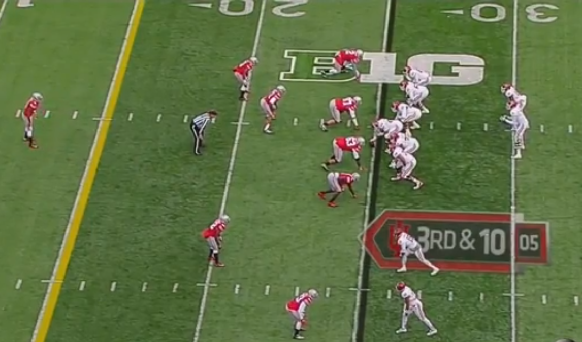 Vonn Bell kind of playing Will linebacker for Ohio State on this play.