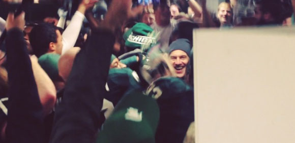 MARK DANTONIO SMILING. AND DANCING.