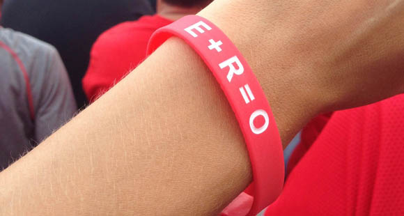 E+R=O wristbands, available at Eleven Warriors Dry Goods