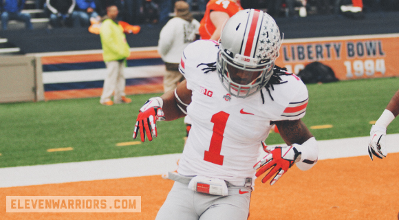 Roby enjoying the end of his pick-six.