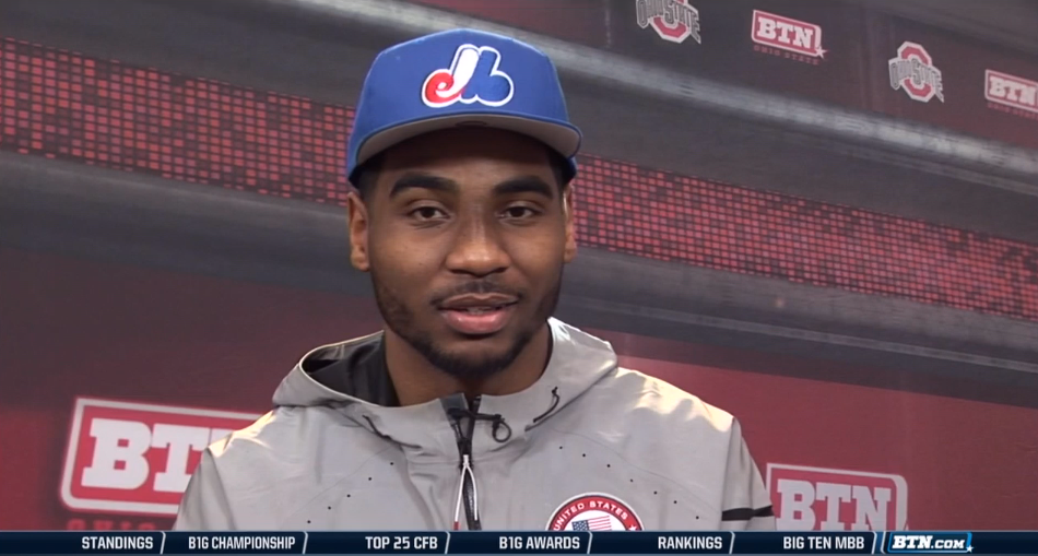 Braxton Miller in Expos hat. Screengrab via @11W.