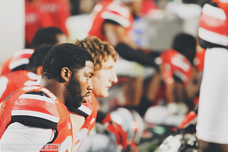 Adolphus Wshington and Joey Bosa during the Orange Bowl