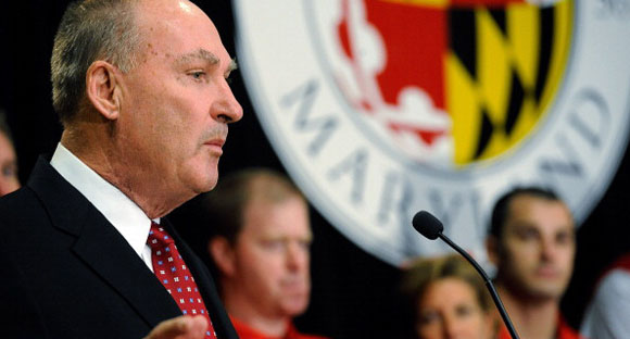 Big Ten commissioner Jim Delany speaking at Maryland when the school announced plans to join the Big Ten.