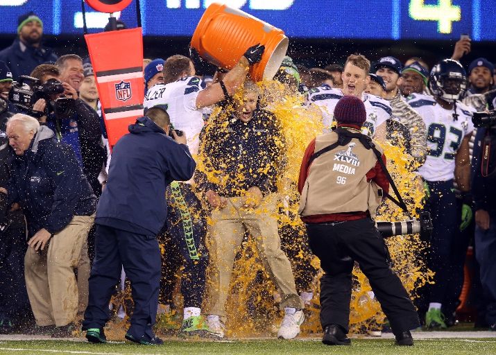 Pete Carroll Gatorade bath