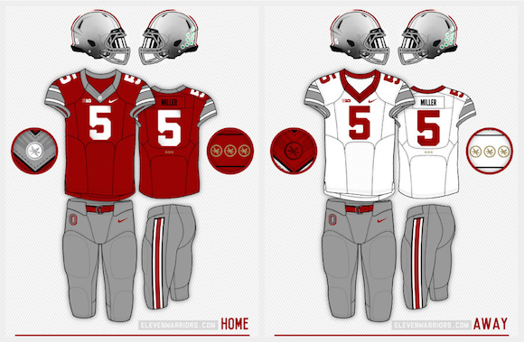 Ohio State's home and away uniforms, reimagined.