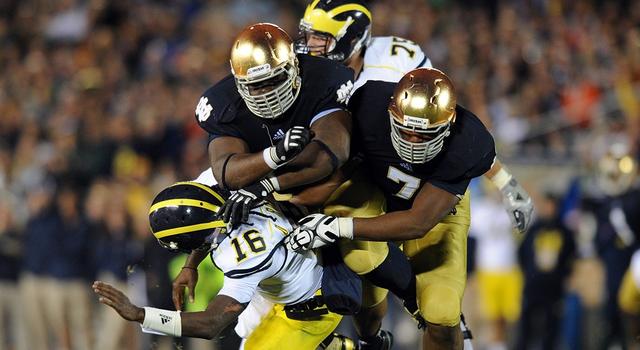 Denard Robinson pummeled in Notre Dame in 2012. Denard Robinson pummeled in Notre Dame in 2012.