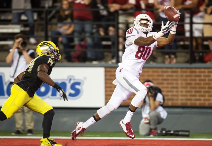 Dom Williams catches another Connor Halliday pass against Oregon.