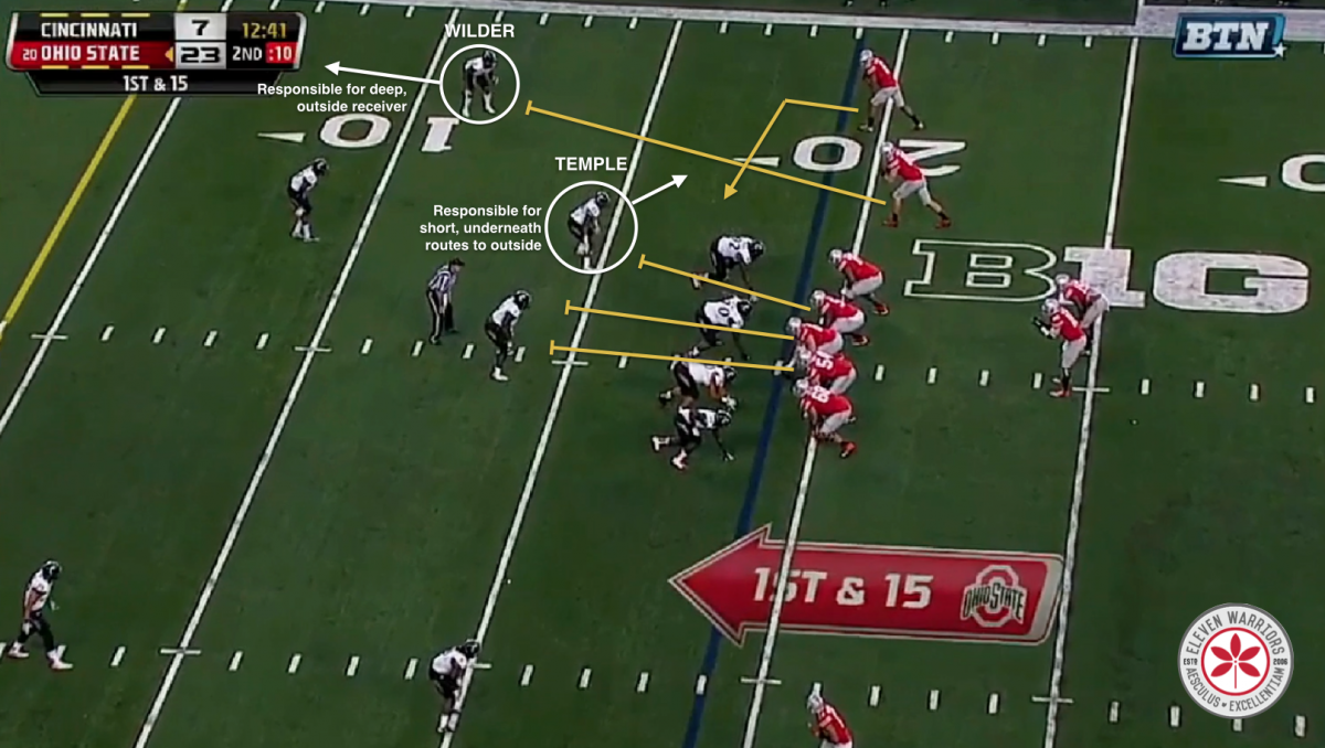 Spencer had four lead blockers on this screen