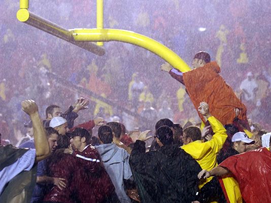 Louisville fans celebrate the upset in 2002 of Florida State.