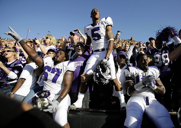 Northwestern celebrates at Iowa.